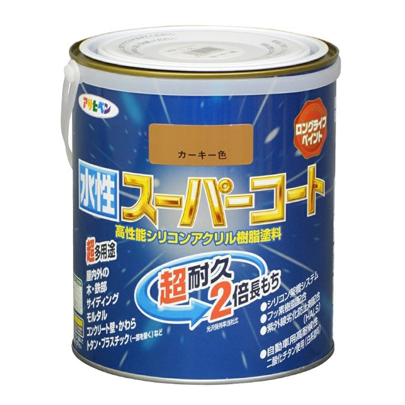 アサヒペン 900064 水性スーパーコート 1.6L カーキー 1個（ご注文単位1個）【直送品】
