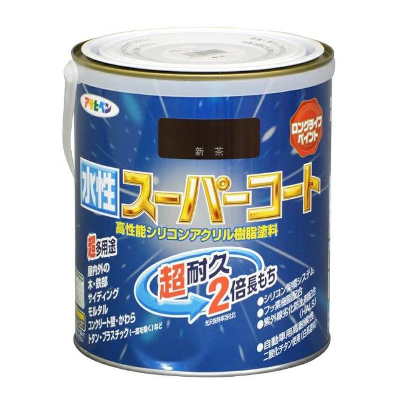 アサヒペン 900069 水性スーパーコート 1.6L 新茶 1個（ご注文単位1個）【直送品】