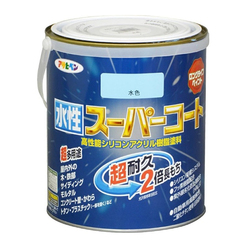 アサヒペン 900070 水性スーパーコート 1.6L 水色 1個（ご注文単位1個）【直送品】