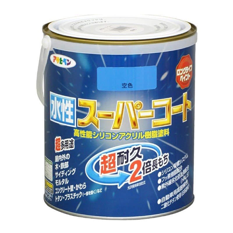 アサヒペン 900071 水性スーパーコート 1.6L 空色 1個（ご注文単位1個）【直送品】