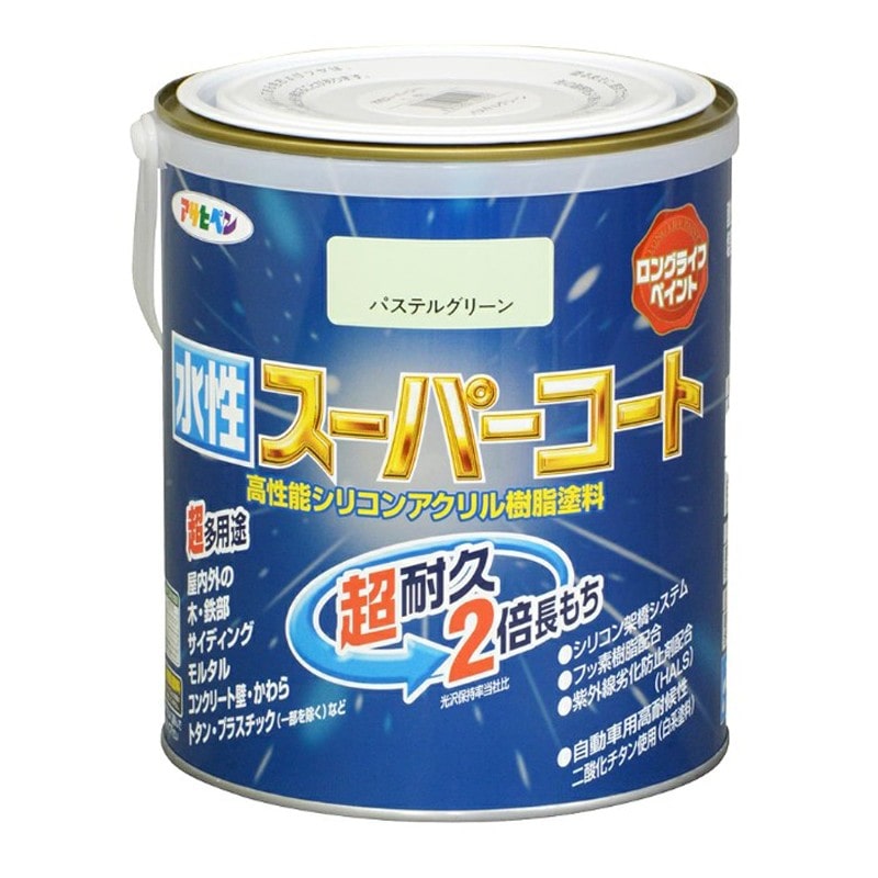 アサヒペン 900076 水性スーパーコート 1.6L パステルグリーン 1個（ご注文単位1個）【直送品】