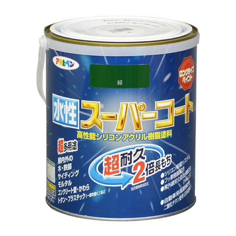 アサヒペン 900079 水性スーパーコート 1.6L 緑 1個（ご注文単位1個）【直送品】