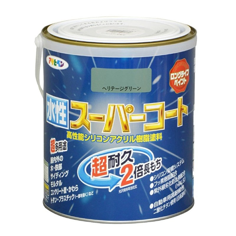 アサヒペン 900080 水性スーパーコート 1.6L ヘリテージGN 1個（ご注文単位1個）【直送品】