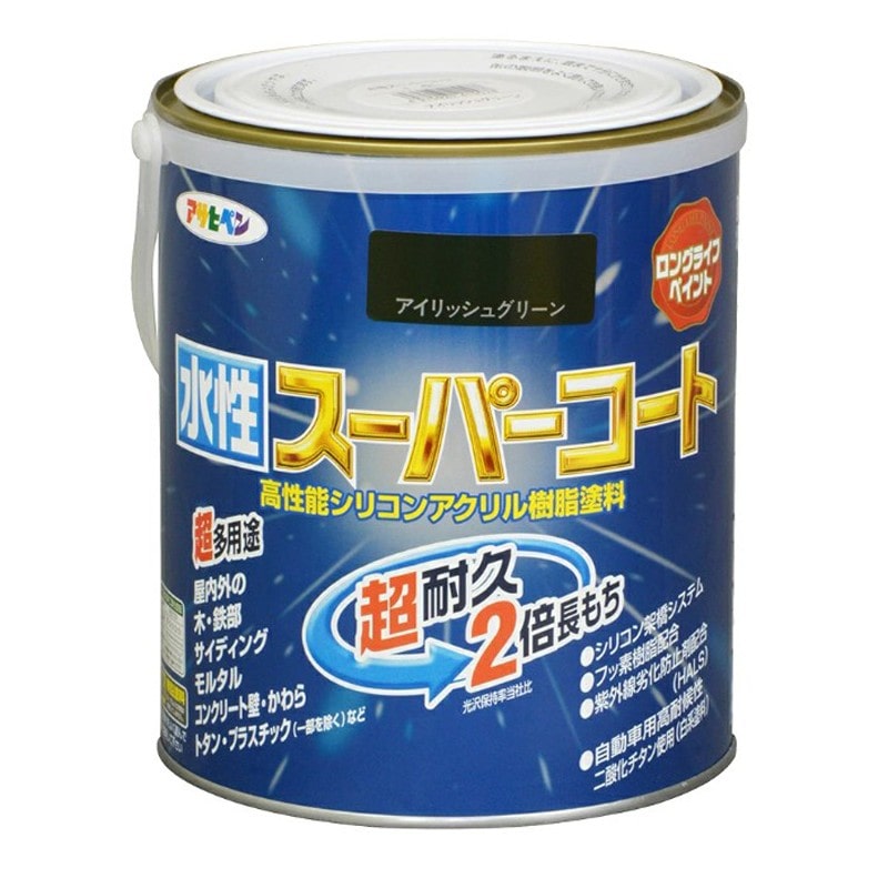 アサヒペン 900081 水性スーパーコート 1.6L アイリッシュGN 1個（ご注文単位1個）【直送品】