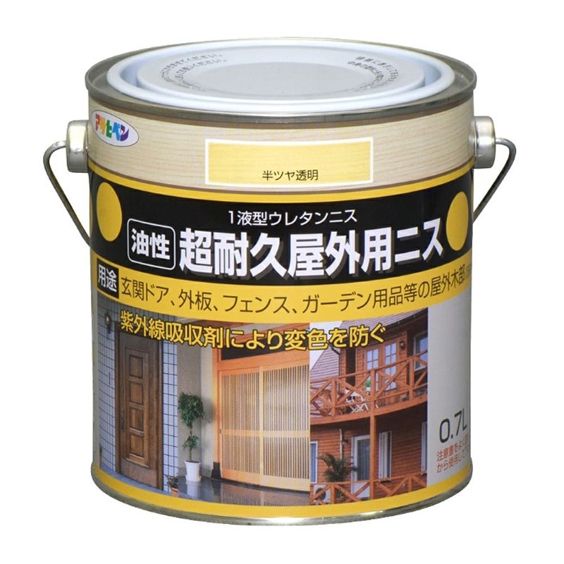 アサヒペン 9010389 超耐久屋外用ニス 0.7L 半ツヤ透明 1個（ご注文単位1個）【直送品】