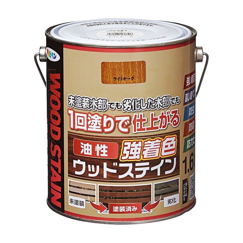 アサヒペン 9018812 油性強着色ウッドステイン 1.6L ライトオーク 1個（ご注文単位1個）【直送品】