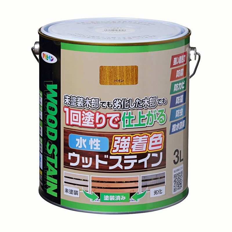 アサヒペン 9019140 水性強着色ウッドステイン 3L パイン 1個（ご注文単位1個）【直送品】