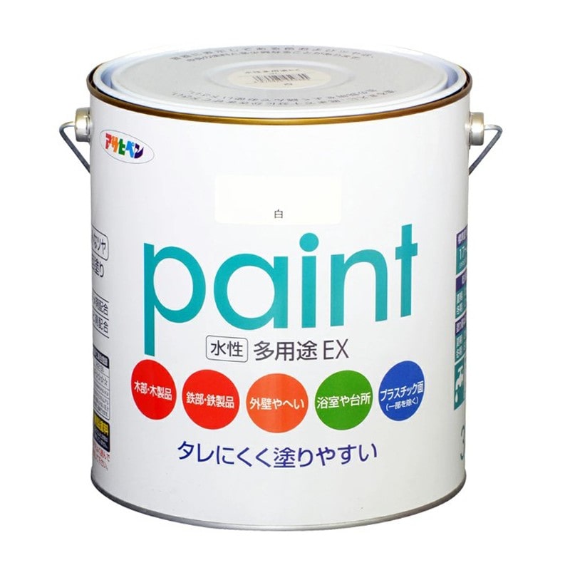 アサヒペン 9017355 水性多用途EX 3L 白 1個（ご注文単位1個）【直送品】