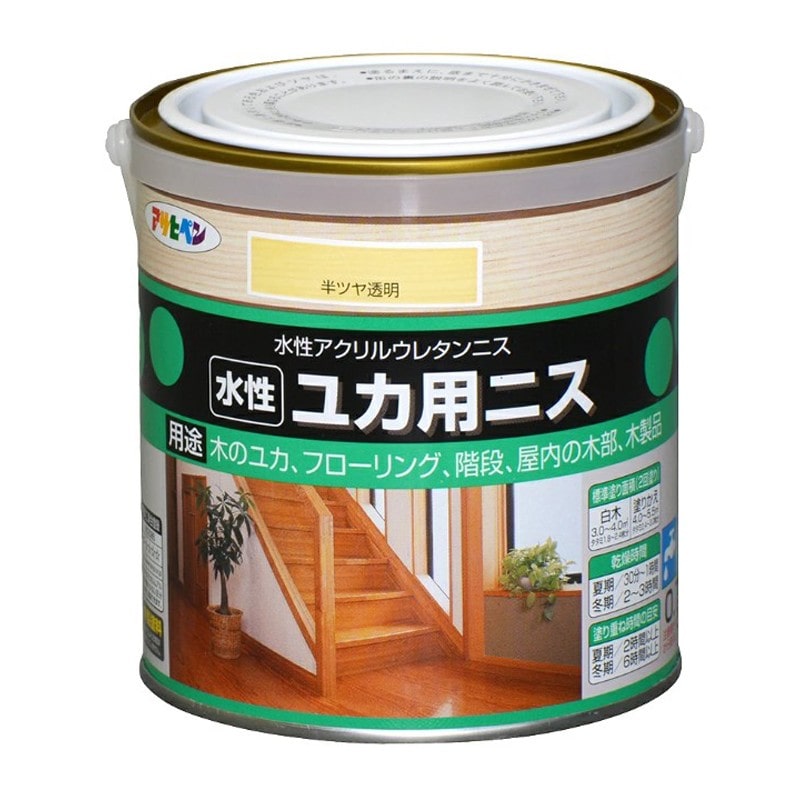 アサヒペン 9010434 水性ユカ用ニス 0.7L 半ツヤ透明 1個(ご注文単位1個)【直送品】