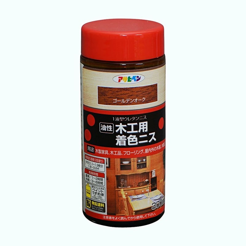 アサヒペン 901343 木工用着色ニス 300mL ゴールデンオーク 1個（ご注文単位1個）【直送品】