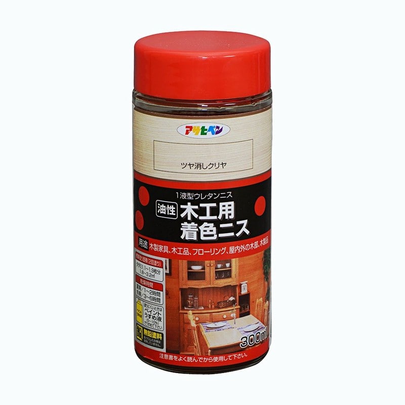 アサヒペン 9010414 木工用着色ニス 300mL ツヤ消しクリヤ 1個(ご注文単位1個)【直送品】