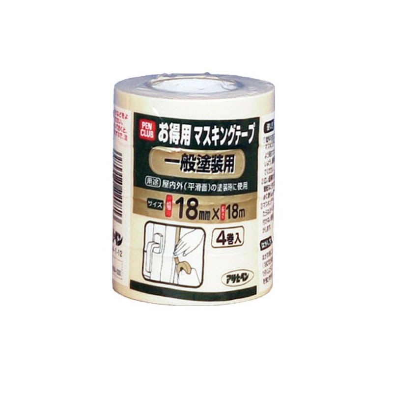 アサヒペン 901160 PCお徳用マスキングテープ 18×4巻入り 1個（ご注文単位1個）【直送品】