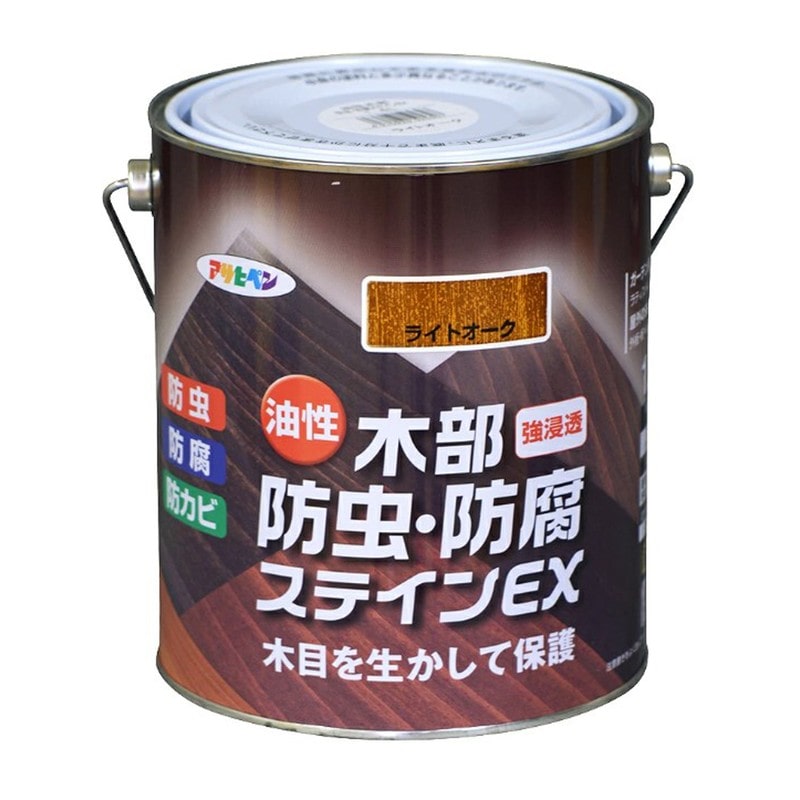 アサヒペン 9016482 油性木部防虫・防腐ステインEX1.6Lライトオーク 1個（ご注文単位1個）【直送品】