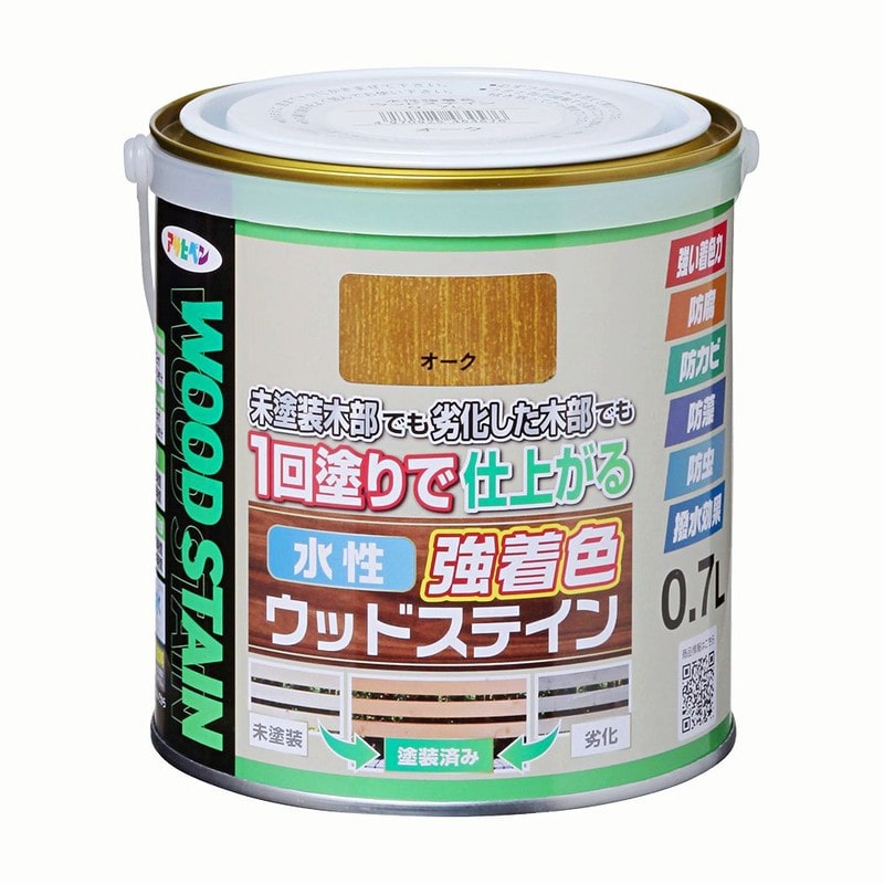 アサヒペン 9019115 水性強着色ウッドステイン 0.7L オーク 1個（ご注文単位1個）【直送品】