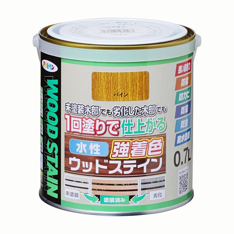 アサヒペン 9019116 水性強着色ウッドステイン 0.7L パイン 1個（ご注文単位1個）【直送品】