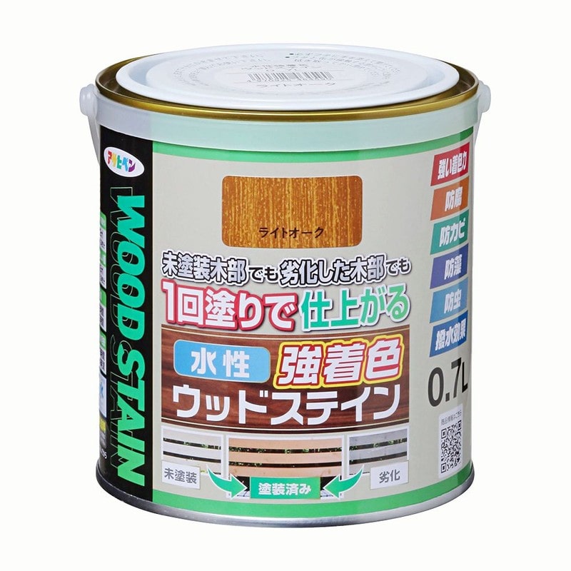 アサヒペン 9019117 水性強着色ウッドステイン 0.7L ライトオーク 1個（ご注文単位1個）【直送品】