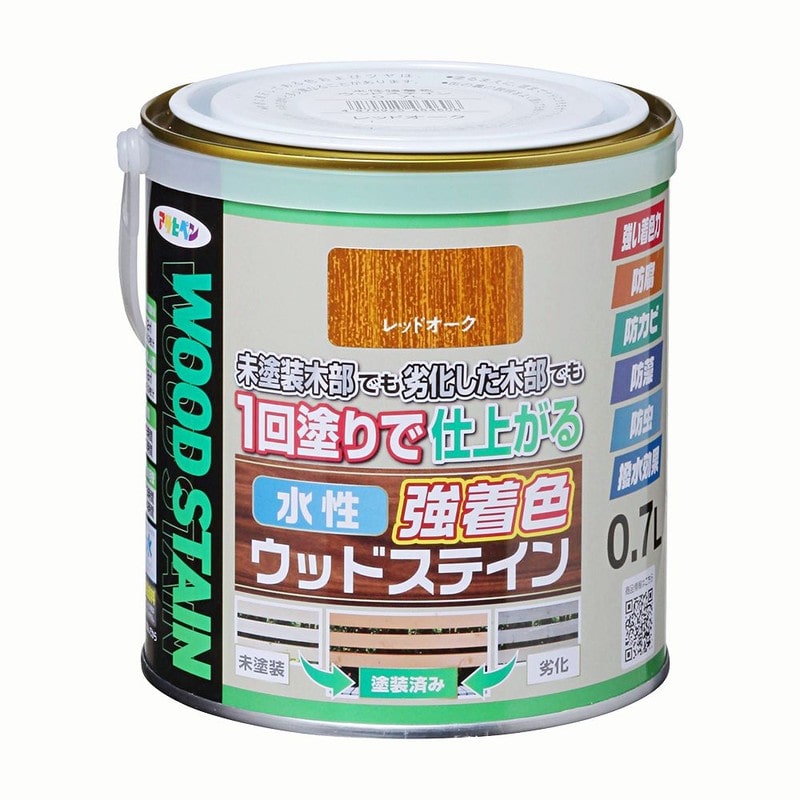アサヒペン 9019118 水性強着色ウッドステイン 0.7L レッドオーク 1個（ご注文単位1個）【直送品】
