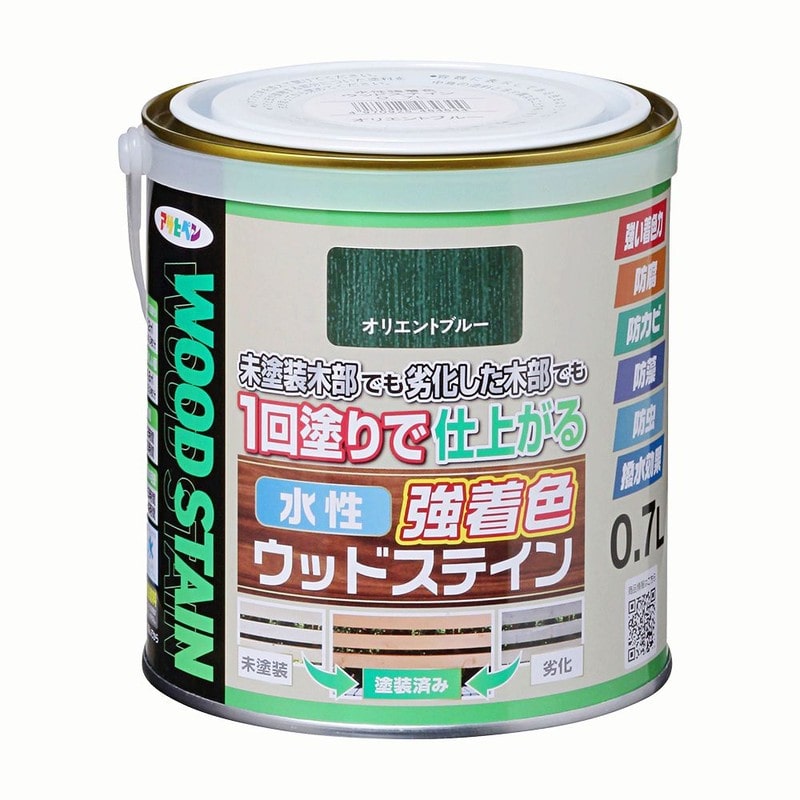 アサヒペン 9019122 水性強着色ウッドステイン0.7L オリエントブルー 1個（ご注文単位1個）【直送品】