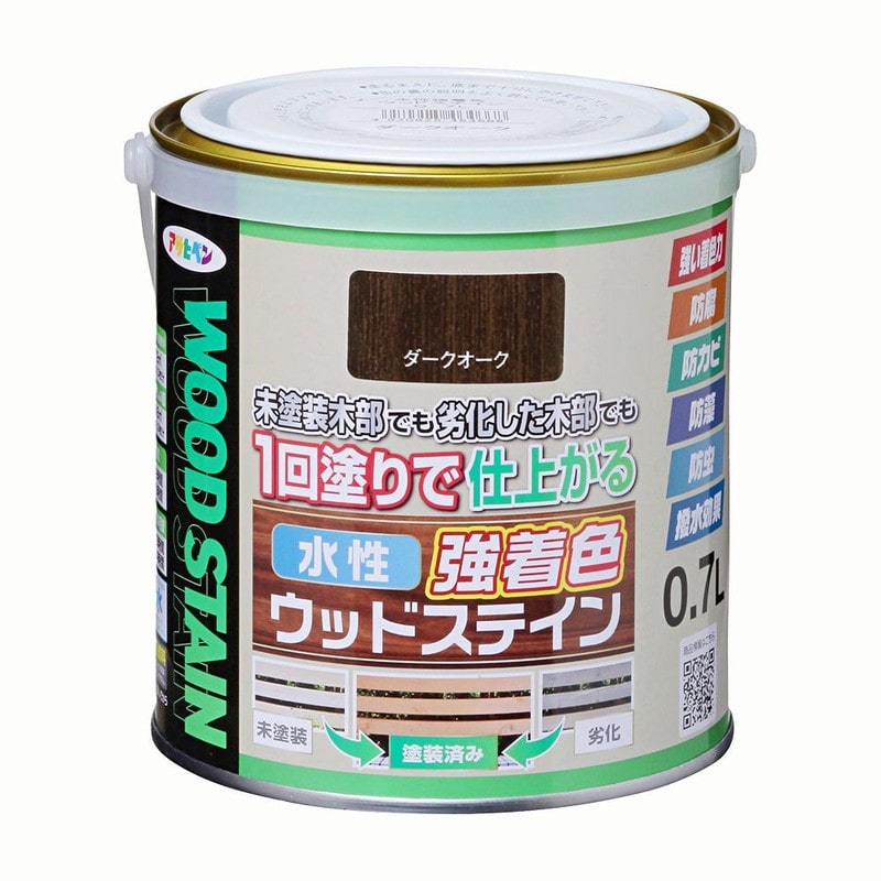 アサヒペン 9019124 水性強着色ウッドステイン 0.7L ダークオーク 1個（ご注文単位1個）【直送品】