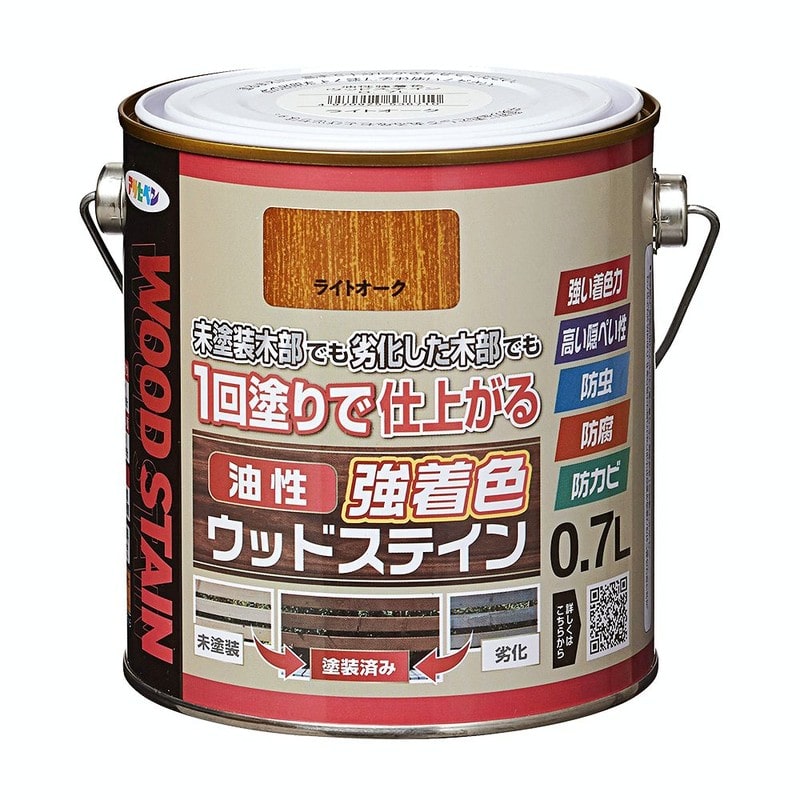 アサヒペン 9018804 油性強着色ウッドステイン 0.7L ライトオーク 1個（ご注文単位1個）【直送品】