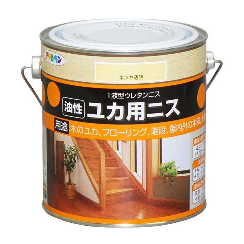 アサヒペン 9010423 油性ユカ用ニス 0.7L 半ツヤ透明 1個（ご注文単位1個）【直送品】