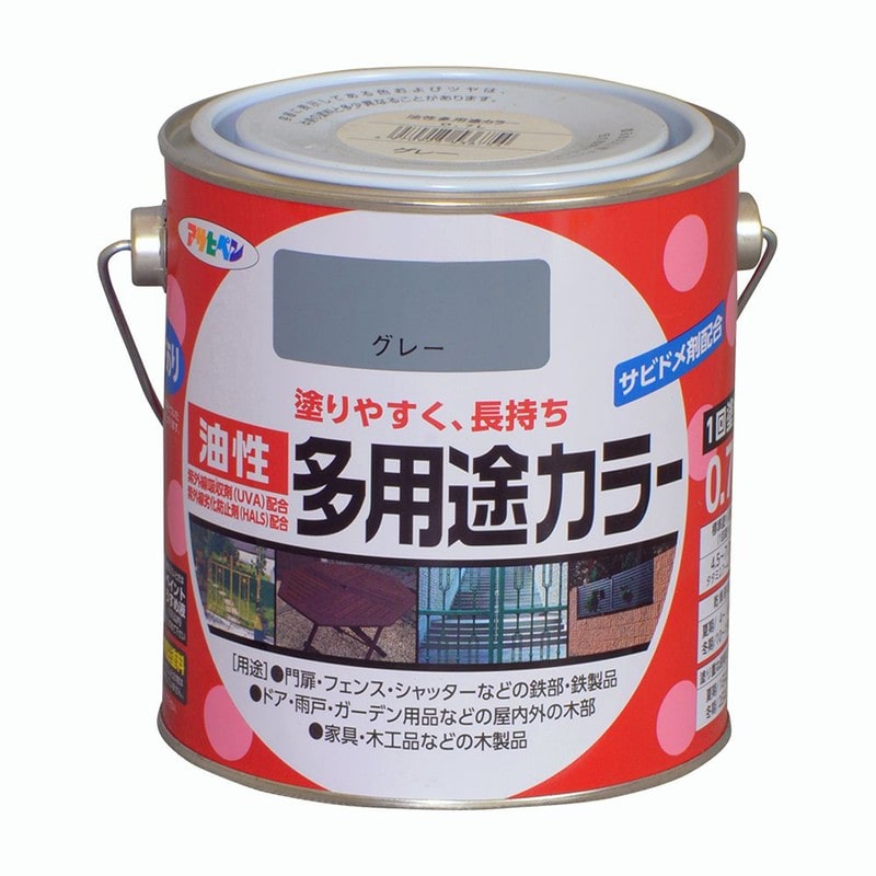 アサヒペン 9016613 油性多用途カラー 0.7L グレー 1個（ご注文単位1個）【直送品】