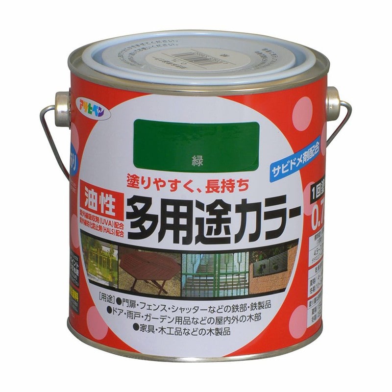 アサヒペン 9016623 油性多用途カラー 0.7L 緑 1個（ご注文単位1個）【直送品】