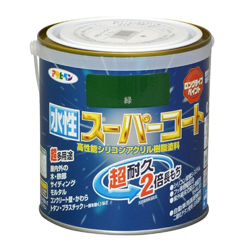 アサヒペン 900034 水性スーパーコート 0.7L 緑 1個（ご注文単位1個）【直送品】
