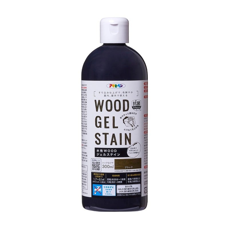 アサヒペン 9018151 水性WOODジェルステイン 300ML ブラック 1個（ご注文単位1個）【直送品】