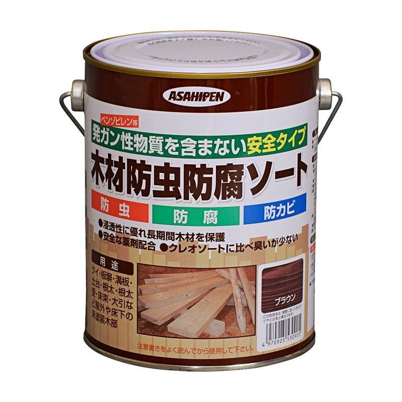 アサヒペン 9011621 木材防虫防腐ソート 1L ブラウン 1個(ご注文単位1個)【直送品】