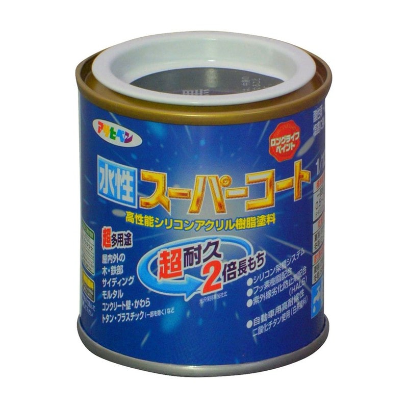 アサヒペン 9011416 水性スーパーコート 1/12L 黒 1個（ご注文単位1個）【直送品】
