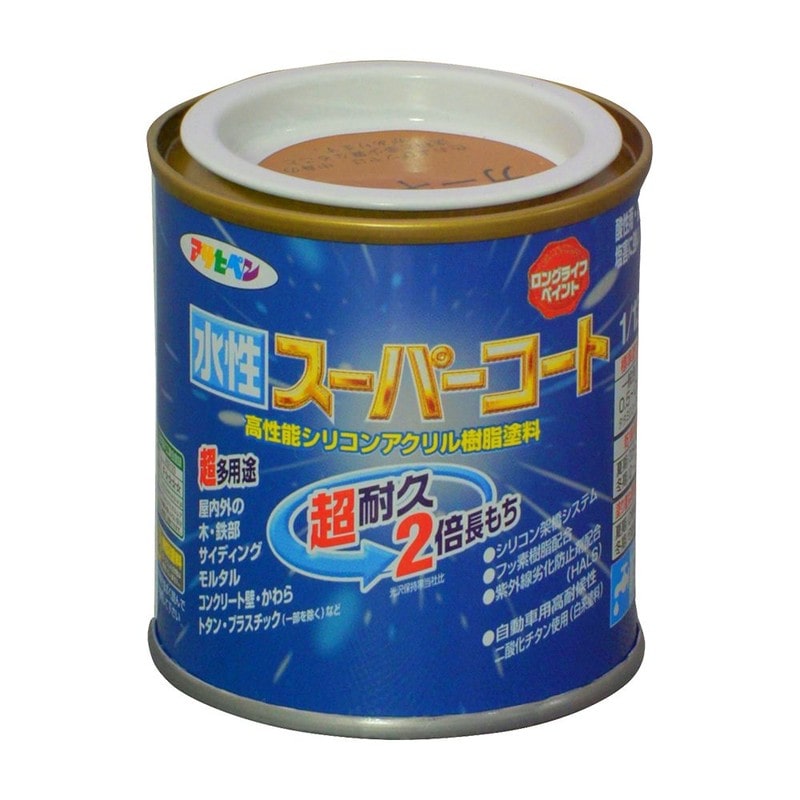 アサヒペン 9011420 水性スーパーコート 1/12L カーキー 1個（ご注文単位1個）【直送品】