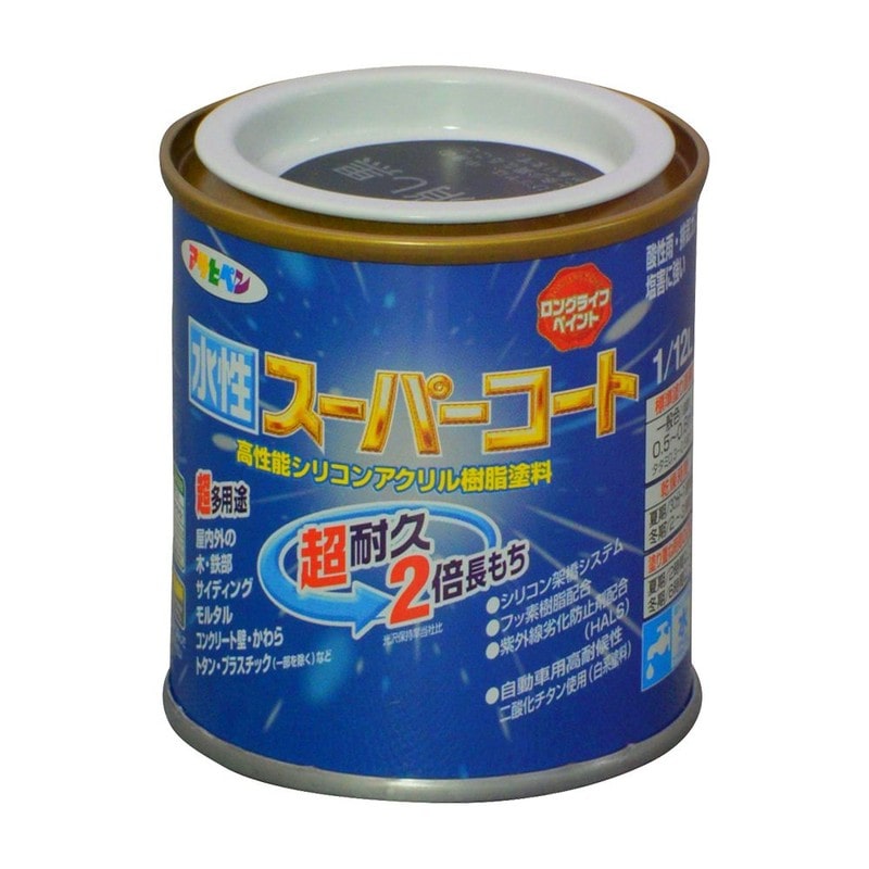 アサヒペン 9011427 水性スーパーコート 1/12L ツヤ消し黒 1個（ご注文単位1個）【直送品】