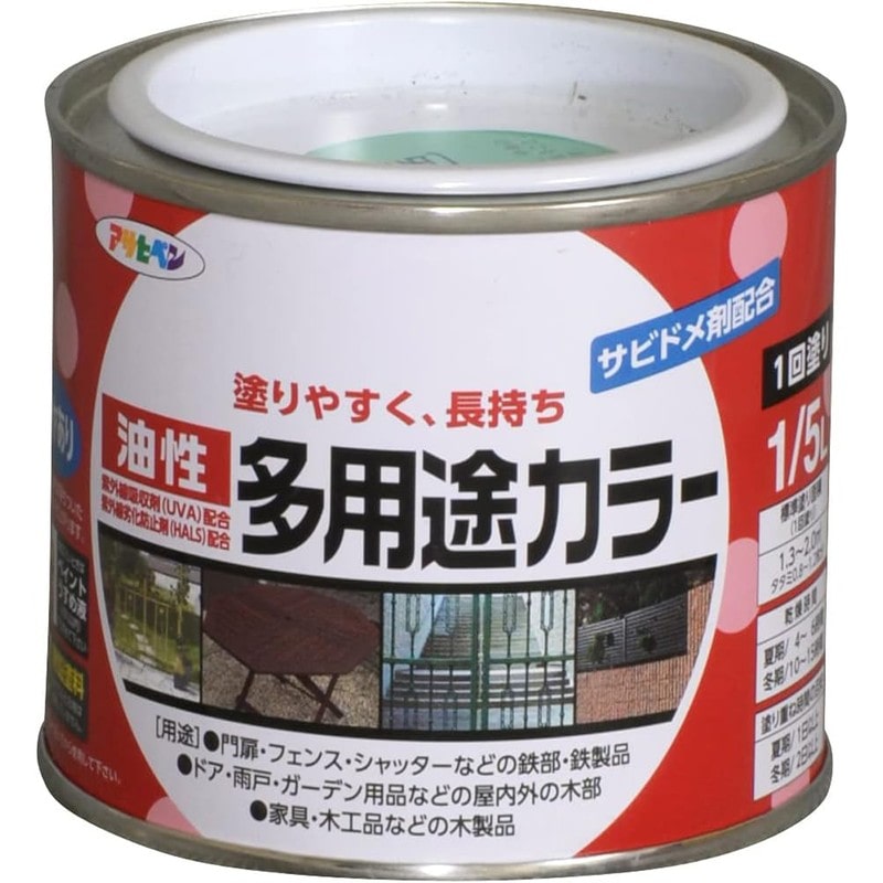 アサヒペン 9016561 油性多用途カラー 1/5L ライトグリーン 1個（ご注文単位1個）【直送品】