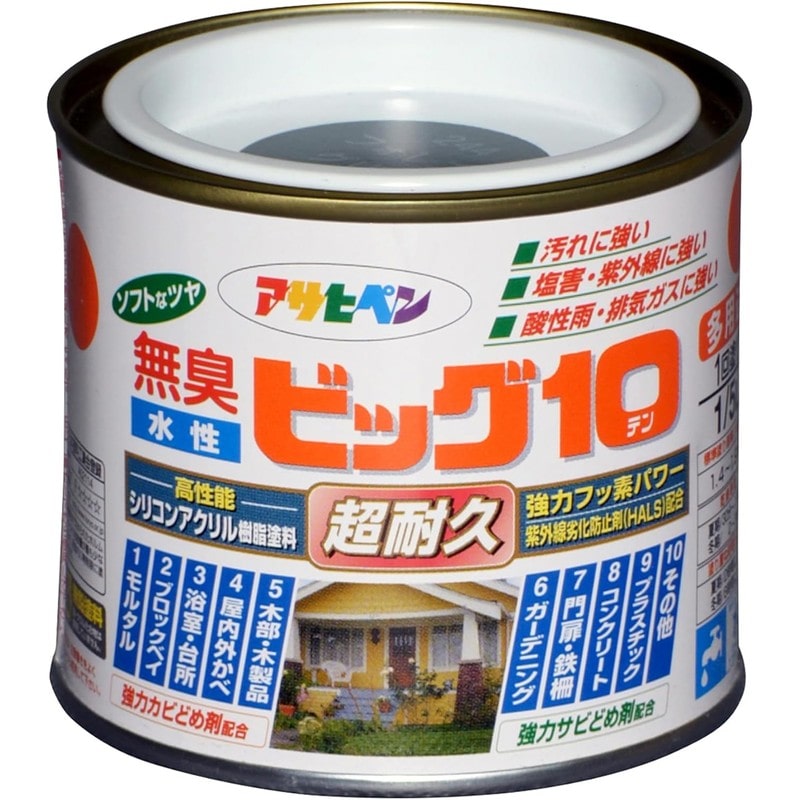 アサヒペン 9011212 水性ビッグ10多用途 1/5L フォレストグリーン 1個（ご注文単位1個）【直送品】