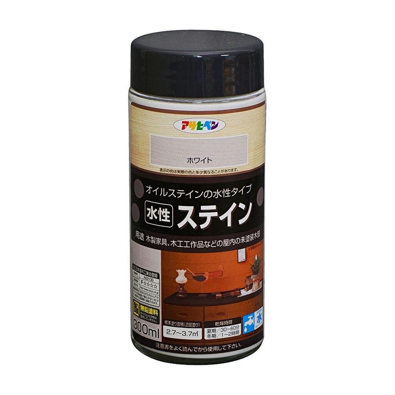 アサヒペン 9010534 水性ステイン 300mL ホワイト 1個(ご注文単位1個)【直送品】