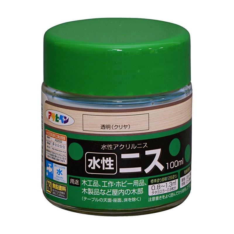 アサヒペン 9010430 水性ニス 100ML 透明クリヤ 1個(ご注文単位1個)【直送品】