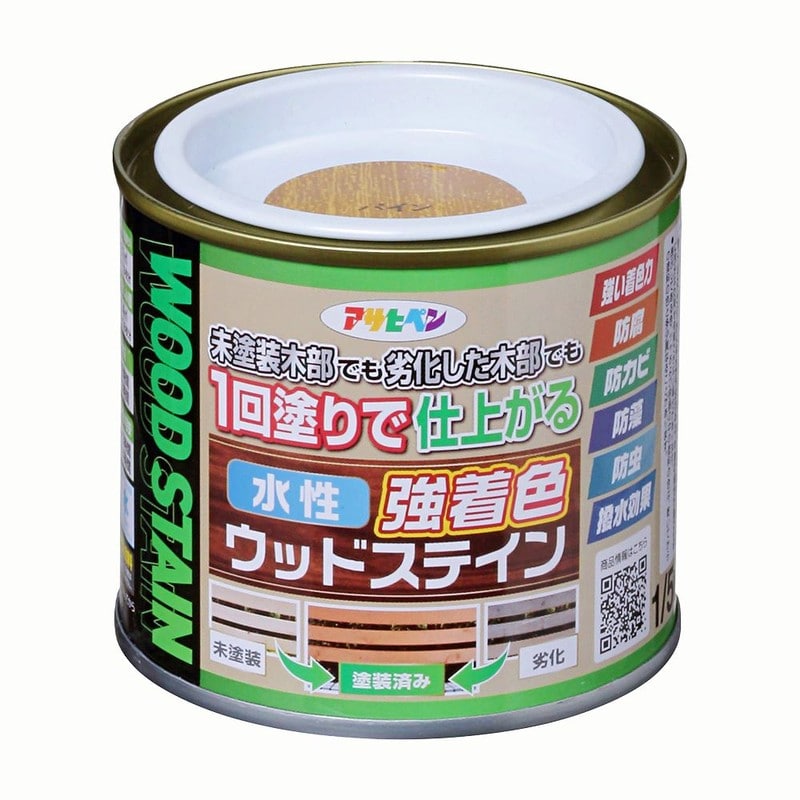 アサヒペン 9019104 水性強着色ウッドステイン 1/5L パイン 1個（ご注文単位1個）【直送品】