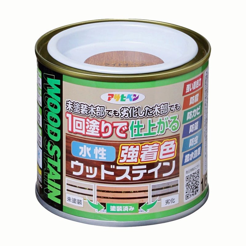 アサヒペン 9019105 水性強着色ウッドステイン 1/5L ライトオーク 1個（ご注文単位1個）【直送品】