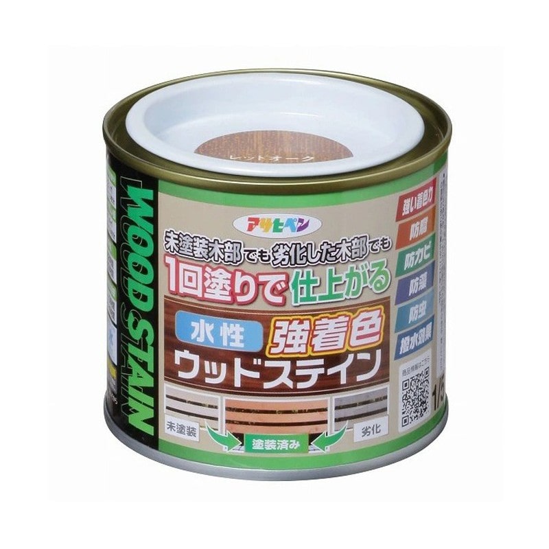 アサヒペン 9019106 水性強着色ウッドステイン 1/5L レッドオーク 1個（ご注文単位1個）【直送品】