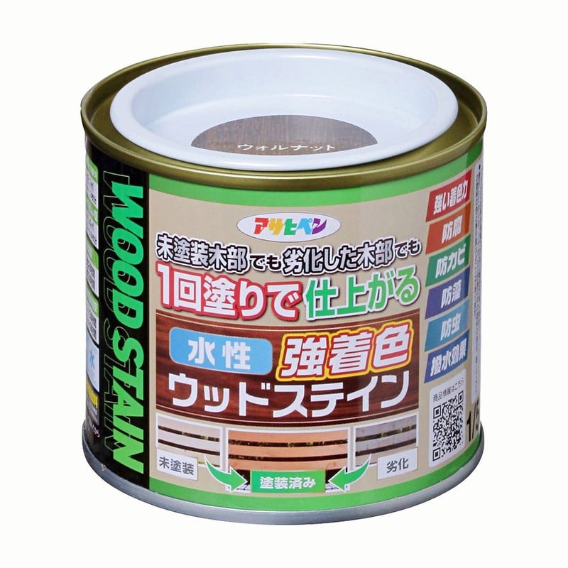 アサヒペン 9019107 水性強着色ウッドステイン 1/5L ウォルナット 1個（ご注文単位1個）【直送品】