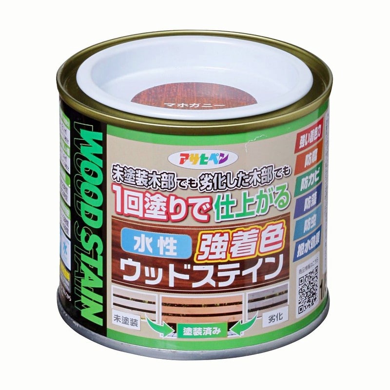 アサヒペン 9019108 水性強着色ウッドステイン 1/5L マホガニー 1個（ご注文単位1個）【直送品】
