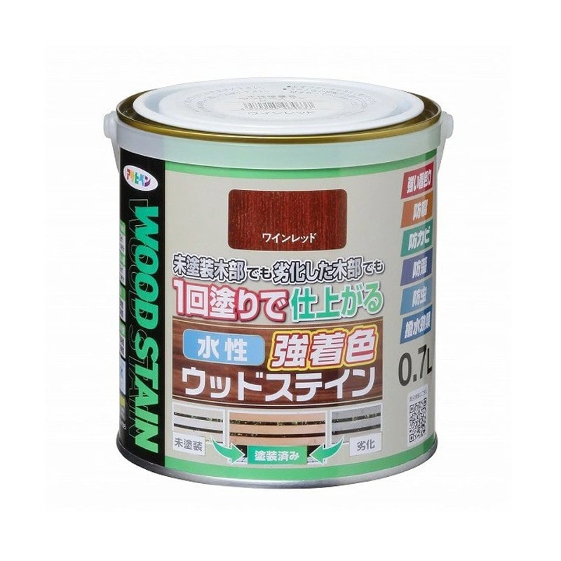 アサヒペン 9019109 水性強着色ウッドステイン 1/5L ワインレッド 1個（ご注文単位1個）【直送品】