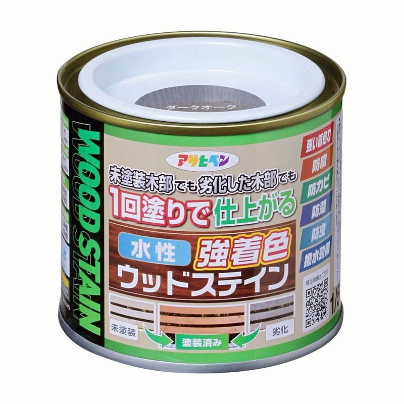 アサヒペン 9019112 水性強着色ウッドステイン 1/5L ダークオーク 1個（ご注文単位1個）【直送品】