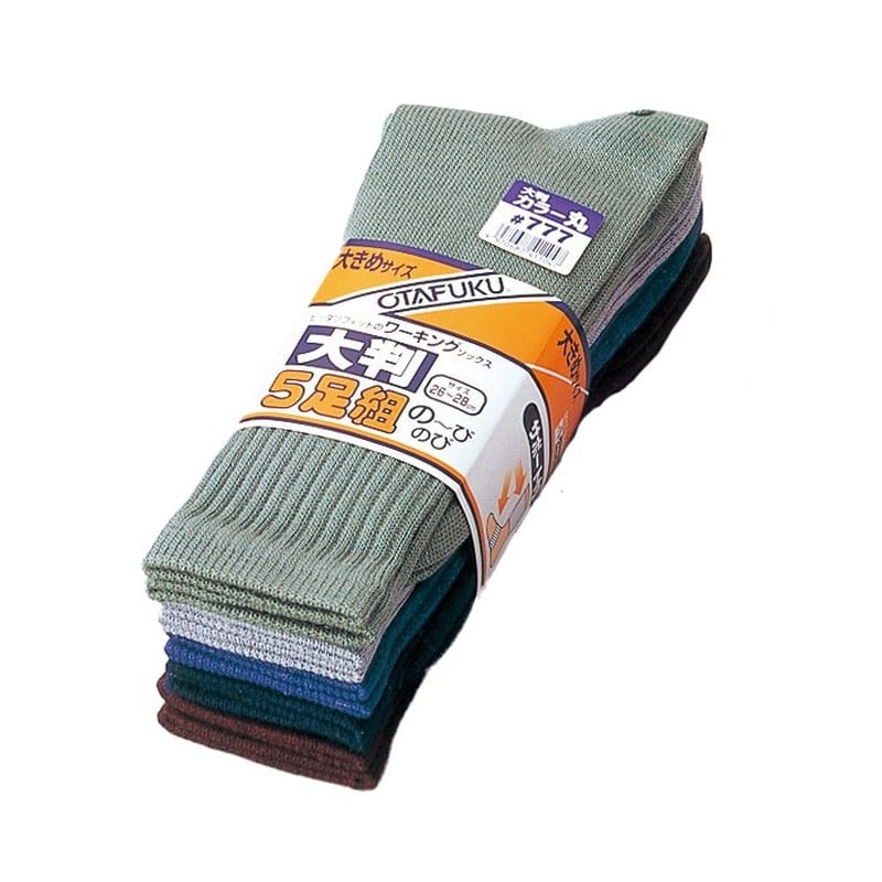 おたふく手袋 210394 のびのび大判5足組カラー先丸 #777 1個（ご注文単位1個）【直送品】