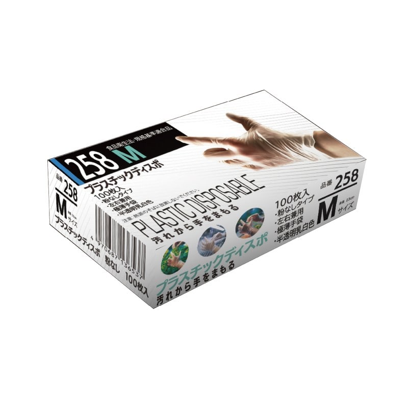 おたふく手袋 2118144 プラスチックディスポ粉無Mサイズ 100枚入 #258 1個（ご注文単位1個）【直送品】
