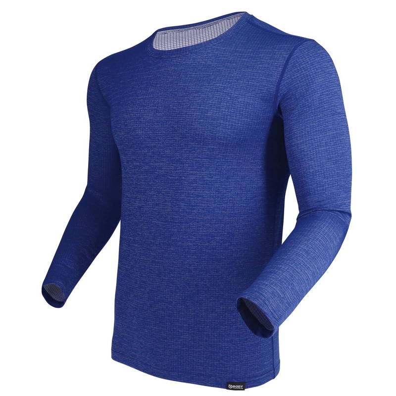 おたふく手袋 2116495 ロングスリーブ クルーネックシャツ ヘザーBL L JW-609 1個（ご注文単位1個）【直送品】