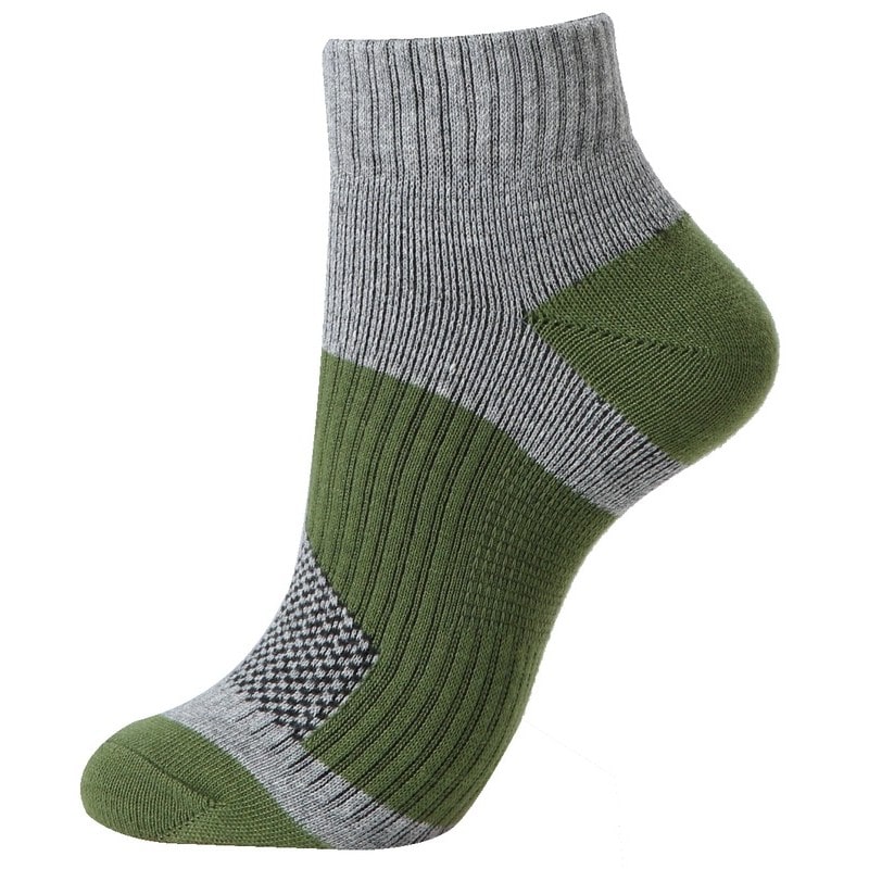 おたふく手袋 2115434 S-846 3Sソックスショート先丸 ライト灰×緑 1個（ご注文単位1個）【直送品】