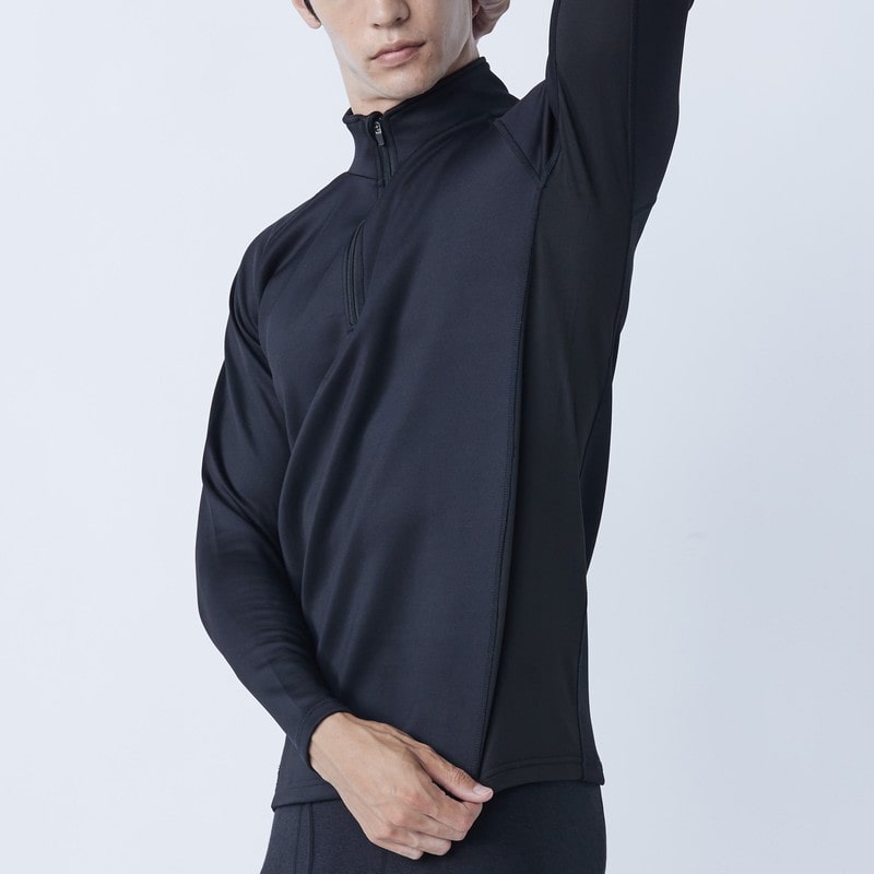 おたふく手袋 2117845 ハーフジップハイネックシャツ BK Mサイズ JW-187 1個（ご注文単位1個）【直送品】