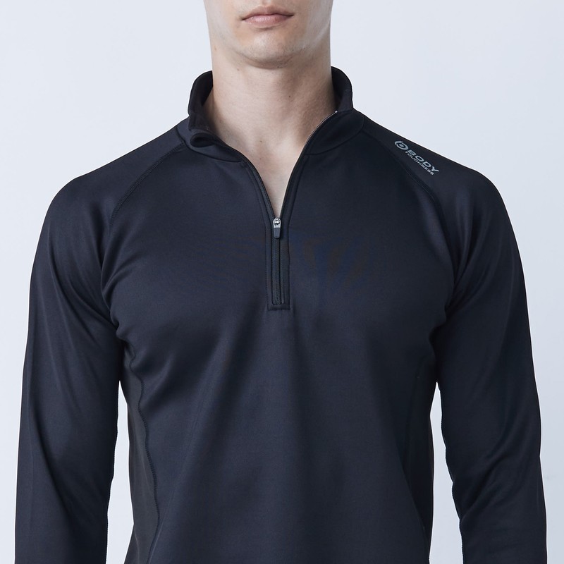 おたふく手袋 2117846 ハーフジップハイネックシャツ BK Lサイズ JW-187 1個（ご注文単位1個）【直送品】